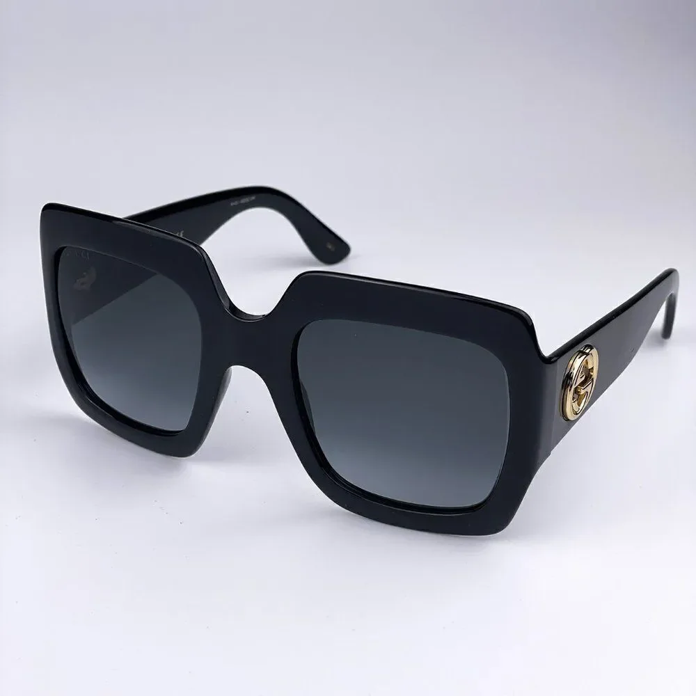 NEW Gucci  GG0053SN 001 Black Gray Oversized Square Unisex Sunglasses